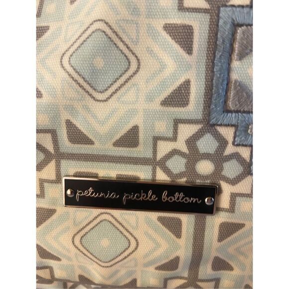 Petunia Pickle Bottom large backpack bag gray blue‎ 17x15\